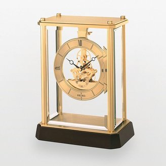 Seiko Gold Tone & Wood Skeleton Mantel Clock - QHG033GLH