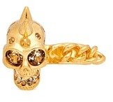 Alexander McQueen Spike skull chain two finger ring