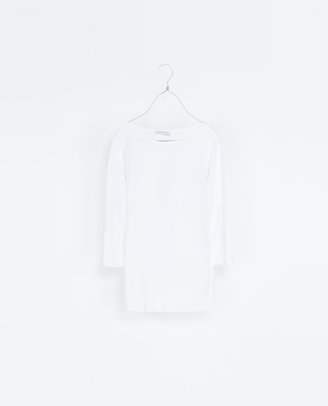 Zara 29489 Boat Neck Cotton T-Shirt