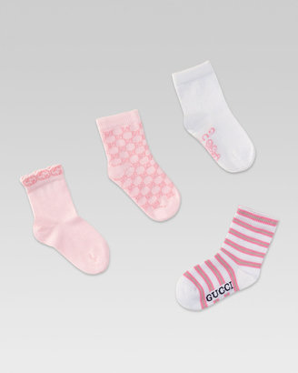 Gucci Set of Four Baby Logo Socks, Pink