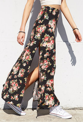 Forever 21 Flower Patch Slit Maxi Skirt