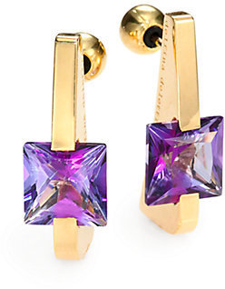 Delfina Delettrez Magic Triangle Shark Attack Purple Topaz Earrings