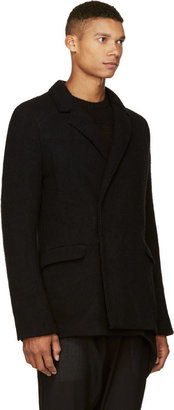 Thamanyah Black Wool & Cashmere Belted Dislocated Jacket