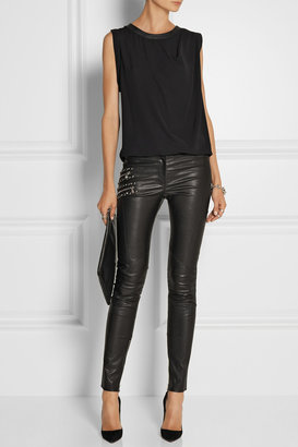 Versace Embellished mid-rise leather pants