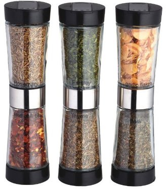 Kitchen Craft Master Class Dual Ended Glass Spice Jars (Set of 3)