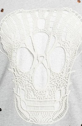 7 For All Mankind Seven7 Crochet Skull Distressed Sweatshirt (Plus Size)