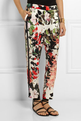 Roberto Cavalli Eden floral-print silk tapered pants