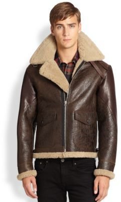 Burberry Ormsby Leather & Shearling Aviator Jacket