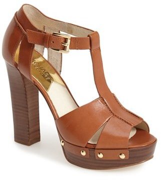 MICHAEL Michael Kors 'Beatrice' Leather T-Strap Platform Sandal (Women)