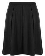 Dorothy Perkins Womens Petite black leather look midi skirt- Black