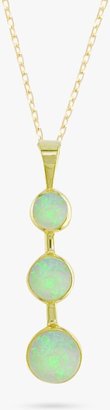E.W Adams 9ct Yellow Gold Triple Opal Drop Pendant Necklace