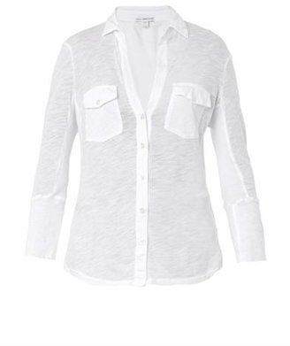 James Perse Contrast-panel cotton-jersey shirt