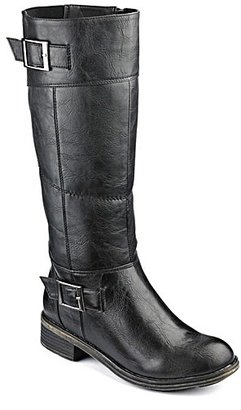 Lotus Twin Buckle Boot With Elasticated Back Wide E Fit Curvy Calf Width