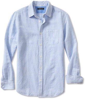 Banana Republic Slim-Fit Blue Striped Linen/Cotton Button-Down Shirt