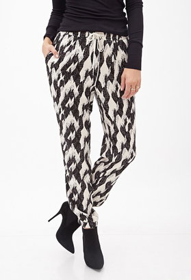 Forever 21 Contemporary Feather Print Drawstring Joggers