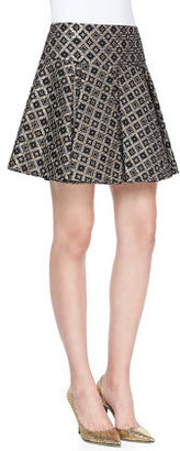 Nanette Lepore Magician Diamond Woven Pleated Mini Skirt