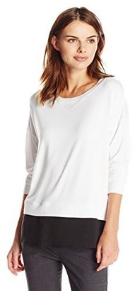 Calvin Klein Women's Top with Woven Bottom and Tulip Back