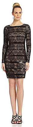 Jessica Howard Sequin-Striped Lace Dress