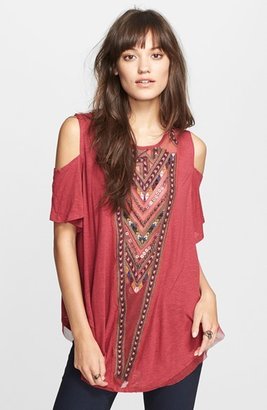 Free People Embroidered Mesh Top