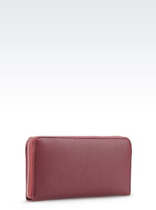 Armani Jeans Zip Around Wallet In Tumbled Faux Leather