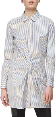Thakoon Long-Sleeve Cross-Front Cotton Shirtdress