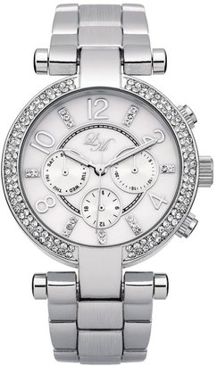 Little Mistress Pink Mother of Pearl Dial, Stone Set T-bar Silver Bracelet Ladies Watch
