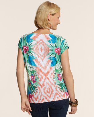 Chico's Floral Ikat Wedge Top
