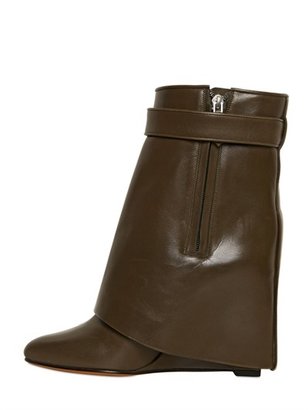 Givenchy 90mm Shark Lock Leather Wedge Boots