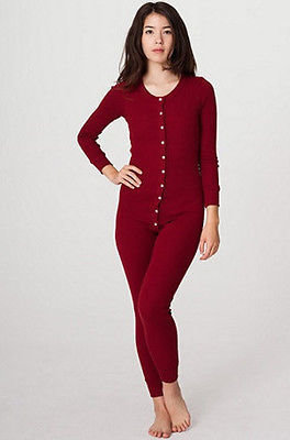 American Apparel Unisex Rib Henley One Piece In Size Xs Cranberry