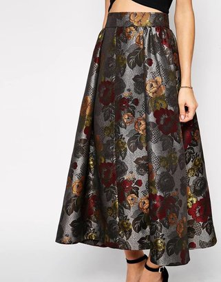 ASOS Premium Midaxi Skirt in Floral Jacquard