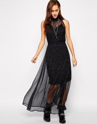 Diesel Moka-A High Neck Dress With Embellished Mesh Layer