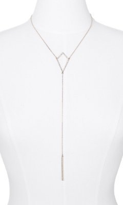 Express Pave Stick And Diamond Lariat Necklace