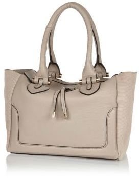River Island Grey leather textured panel tote bag