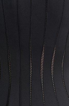 Tadashi Shoji Mesh Detail Knit Fit & Flare Dress