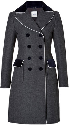Moschino Wool Coat in Grey/White Gr. 38