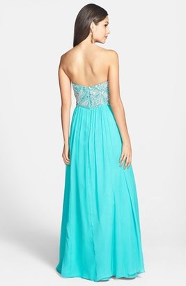 Sean Collection Embellished Strapless Silk Gown