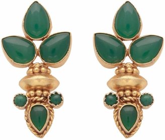 Carousel Jewels - Elegant Multi Green Onyx Gold Earrings