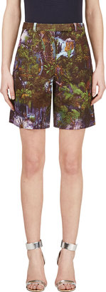 Carven Purple Jungle Print Shorts