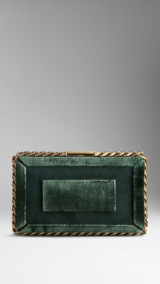 Burberry Chain-Detail Suede and Velvet Box Clutch
