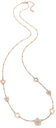 Folli Follie Wonder Flower Collection Crystal Set Rose Gold Plated Long Necklace