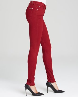 7 For All Mankind Jeans - The Brushed Sateen Mid Rise Skinny in Cranberry