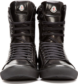 Moncler Black Leather High-Top London Sneakers