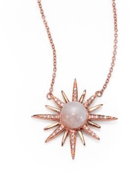 Jacquie Aiche Moonstone, Diamond & 14K Rose Gold Starburst Necklace