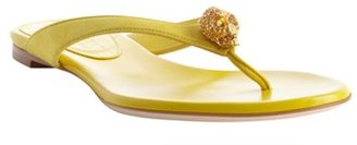 Alexander McQueen yellow leather thong strap skull detail sandals