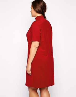 ASOS CURVE Swing Dress with Cut Work Funnel Neck