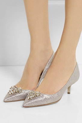 Brian Atwood Jael crystal-embellished lamé pumps