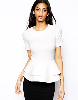 ASOS Top with Double Frill Peplum