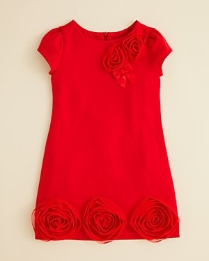 Us Angels Girls' Ponte Rose Dress - Sizes 2-6X