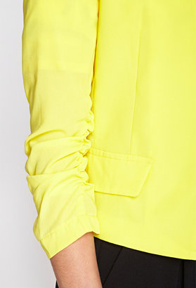 Forever 21 Collarless Ruched Sleeve Blazer