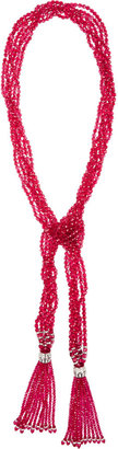 Kenneth Jay Lane Rhodium-plated beaded tassel necklace